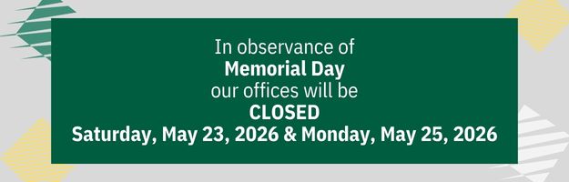 Closed Saturday, May 23, 2026 & Monday, May 25, 2026